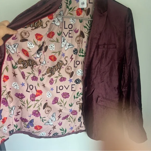 CAbi Velvet Williams Blazer Jacket Single Breasted Women's Size Small - Picture 5 of 8